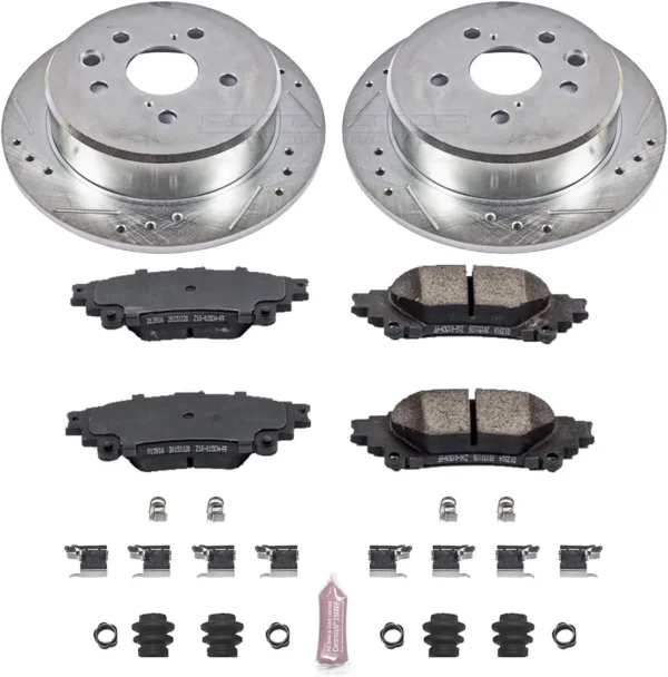 Power Stop K6930 Rear Z23 Carbon Fiber Brake Pads with Drilled & Slotted Brake Rotors Kit - Image 4