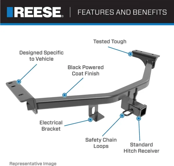 Reese Towpower 44593 Class IV Custom-Fit Hitch with 2" Square Receiver opening, includes Hitch Plug Cover , Black - Image 7