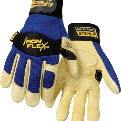 Steiner 0914-2X Ironflex Work Gloves, Ultimate Grain Goatskin Blue Spandex, 2X-Large