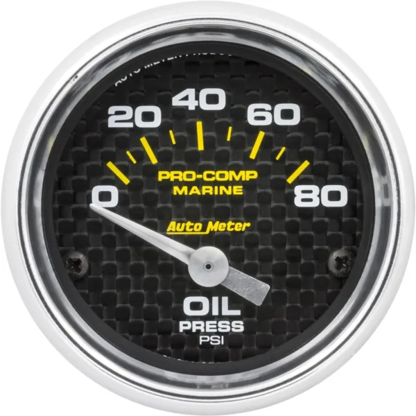 AutoMeter Gauge, Oil Pressure, 2 1/16", 80Psi, Electric, Marine Carbon Fiber (200744-40),Multi