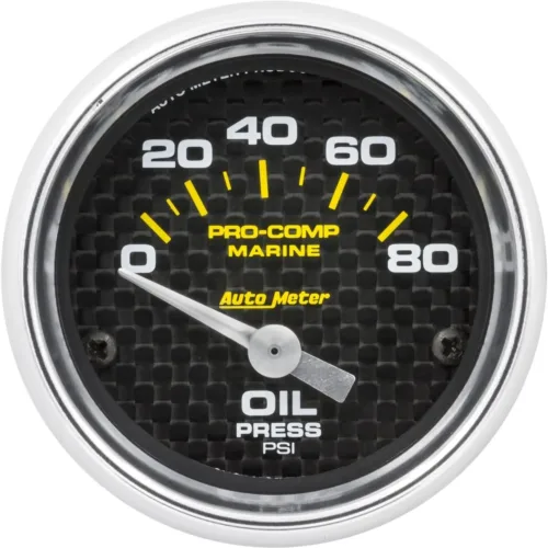 AutoMeter Gauge, Oil Pressure, 2 1/16″, 80Psi, Electric, Marine Carbon Fiber (200744-40),Multi