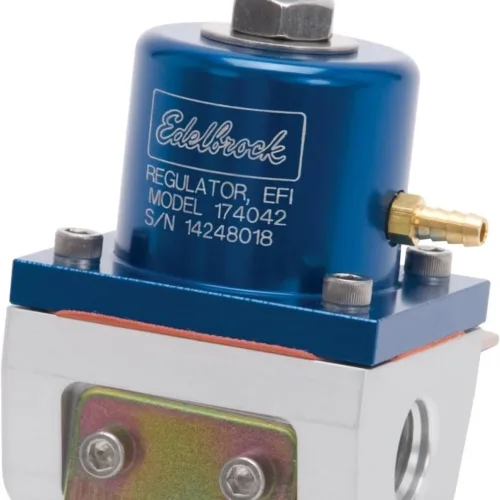 Edelbrock 174042 EFI Fuel Pressure Regulator 180 GPH 35-90 PSI. 6AN Inlet/Outlet 6AN Return Line Blue/Clear EFI Fuel Pressure