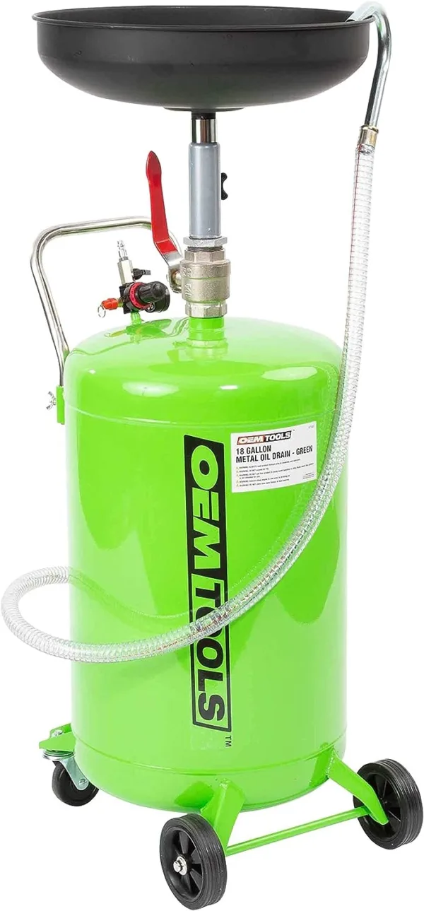 OEMTOOLS 87042 18 Gallon Portable Oil Lift Drain, Waste Oil Drain with Steel Waste Oil Container, Oil Changing, Oil Dolly for