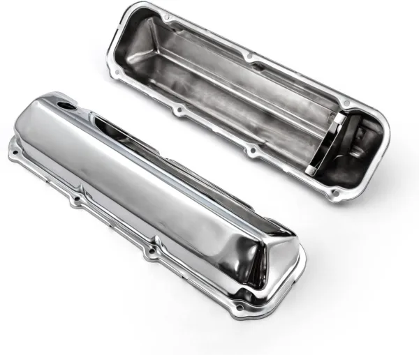 Speedmaster PCE314.1045 Fits Ford 429 460 Chrome Steel Valve Covers - 3 1/2" Tall w/Baffled Hole - Image 4