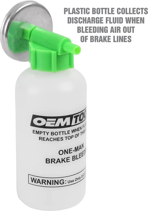 OEMTOOLS 25036 Bleed-O-Matic One-Man Brake Bleeder Kit, Featuring An Opaque Brake Bleed Bottle / Transparent Hoses and Tapered - Image 3