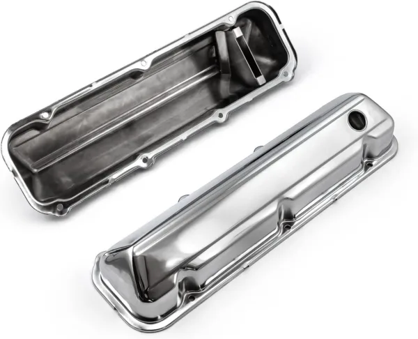 Speedmaster PCE314.1045 Fits Ford 429 460 Chrome Steel Valve Covers - 3 1/2" Tall w/Baffled Hole - Image 3