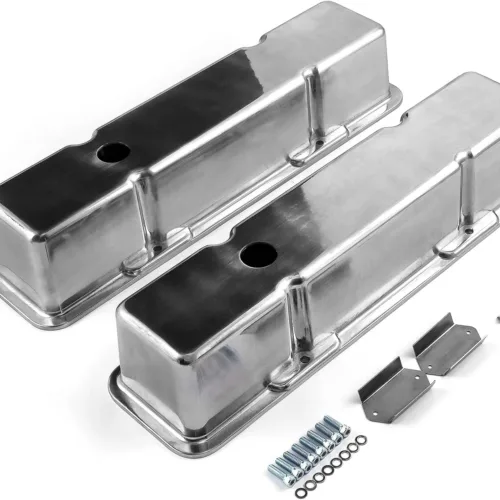 Speedmaster PCE314.1070.01 Fits Chevy SBC 350 Polished Aluminum Plain Valve Covers – Tall w/Hole