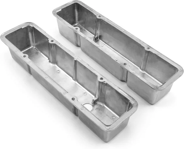 Speedmaster PCE314.1070.01 Fits Chevy SBC 350 Polished Aluminum Plain Valve Covers - Tall w/Hole - Image 4