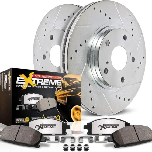 Power Stop K8183-36 Front Z36 Truck & Tow Brake Kit, Carbon Fiber Ceramic Brake Pads and Drilled/Slotted Brake Rotors