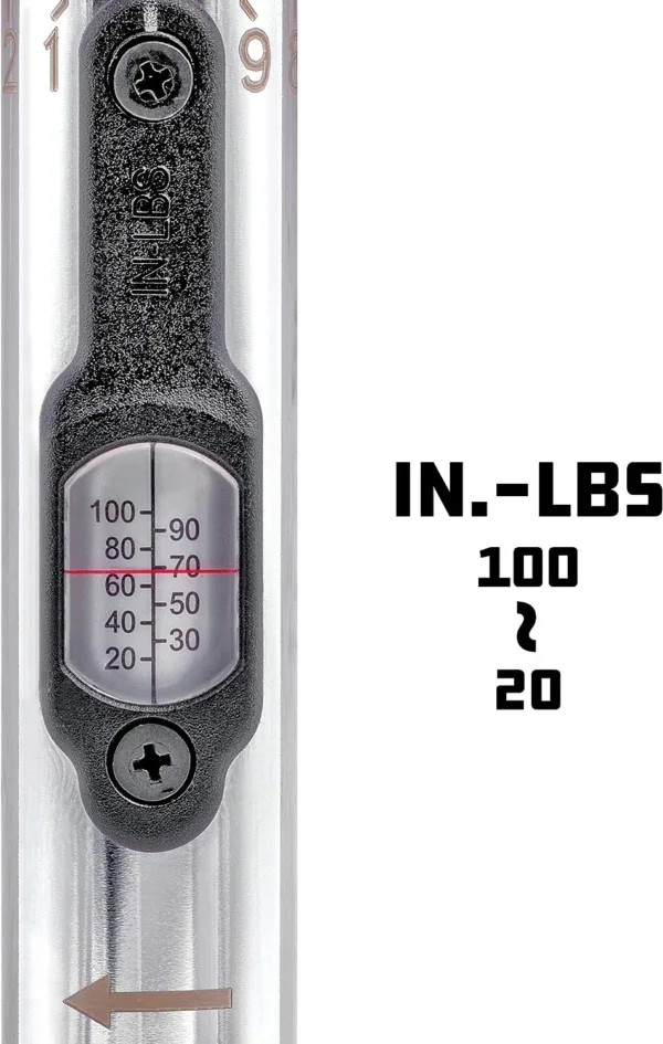 Powerbuilt 1/4 inch Drive Ratcheting T-Handle Torque Wrench, 20-100 in. lb. Range, Easy to Set and Lock in Place, for TPMS - Image 2