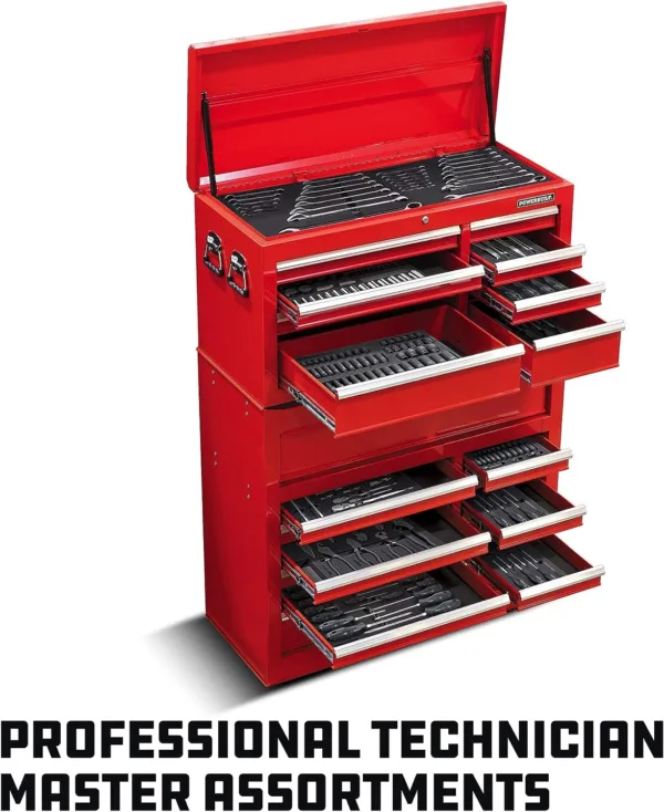 Powerbuilt 16 Piece Combination Metric Wrench Set, Box and Open End, Pro Tech Tool Series, Organization Tray - 949001 - Image 7