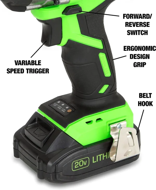 OEMTOOLS 24487 20V Max Lithium-Ion Brushless 1/4 Inch Impact Driver, Impact Wrench Cordless Usage, Longer Run Times, More - Image 3