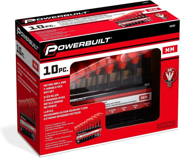 Powerbuilt 940202 T-Handle Ball End Metric Hex Key Wrench Set (10 Piece) (2-8mm) - Image 5