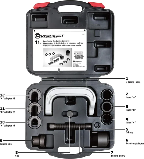 Powerbuilt Upper Control Arm Bushing Service Tool Set for Ford, GM and Chrysler, Remove and Install Car Bushings, 648604 - Image 3