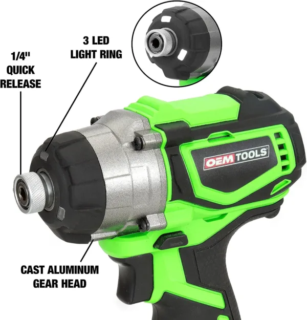 OEMTOOLS 24487 20V Max Lithium-Ion Brushless 1/4 Inch Impact Driver, Impact Wrench Cordless Usage, Longer Run Times, More - Image 4