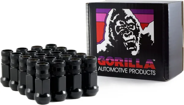Gorilla Automotive 45028BC-20 Black 12mm x 1.25 Thread Size Forged Steel Chrome Finish Open End Lug Nut, (Pack of 20)