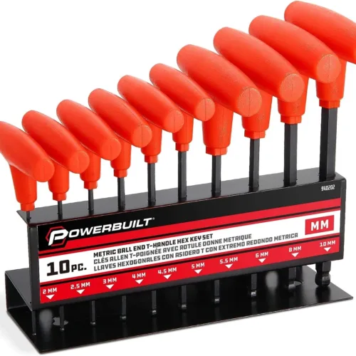Powerbuilt 940202 T-Handle Ball End Metric Hex Key Wrench Set (10 Piece) (2-8mm)
