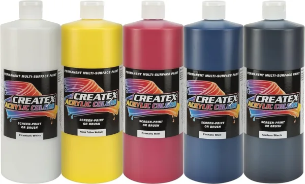 Createx Colors 32oz. Acrylic Primary Set (5 Colors), 32 oz