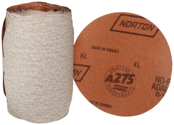 Norton A275OP PSA Adhesive Sandpaper Roll, 600 Grit Sandpaper, Woodworking and Automotive Sand Paper for Orbital Sander, 5 Inch